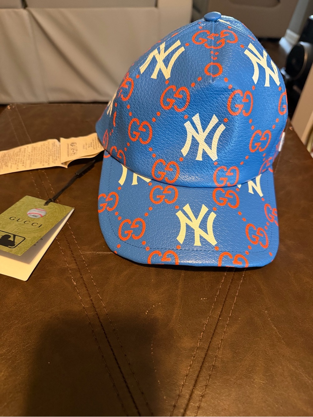 Gucci x MLB Yankees Leather Baseball Hat Cap